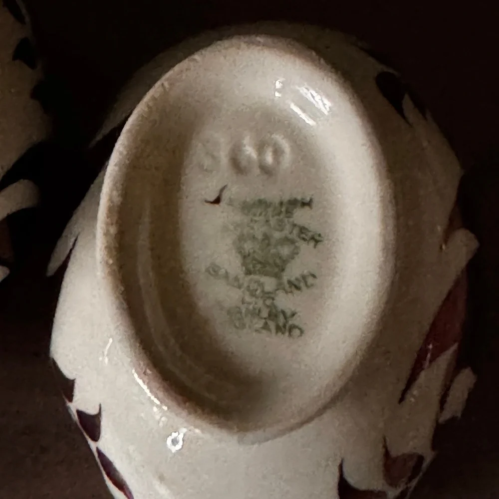 Lancaster Sandland England Copper Luster Cream and Sugar Set Leaf Design Vintage